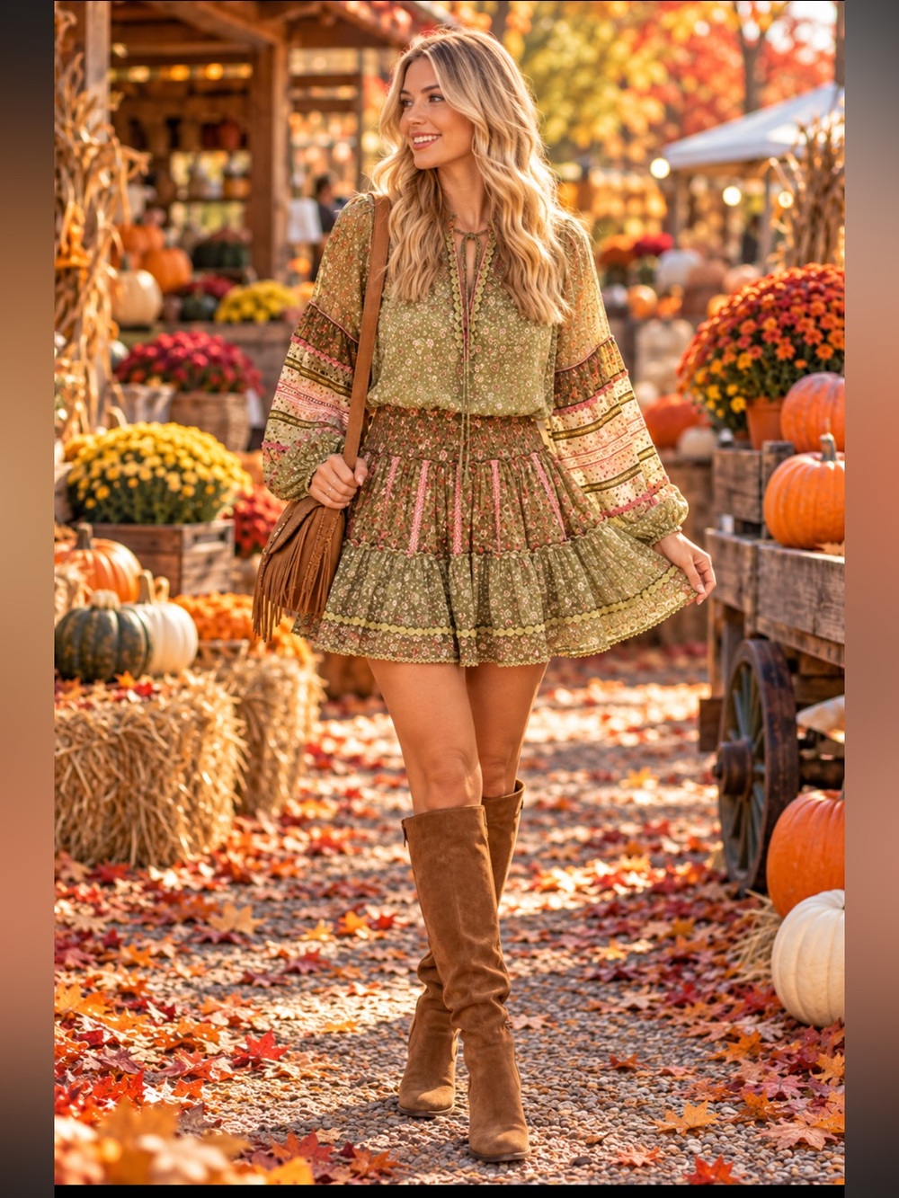 Hemant and Nandita Embroidered boho chic green Mini Dress